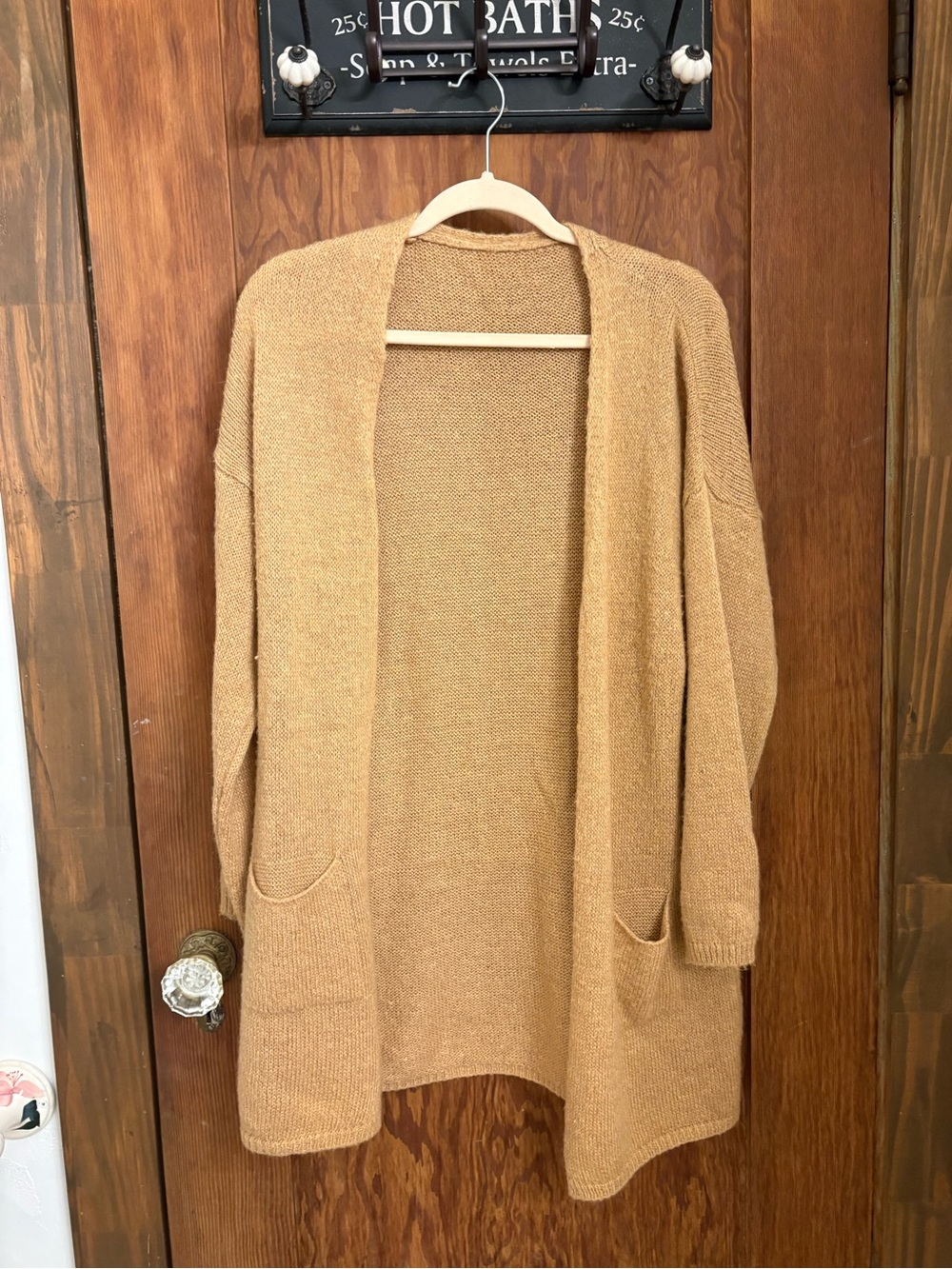 Cozy Open-Front Women's Cardigan Sweater in Camel